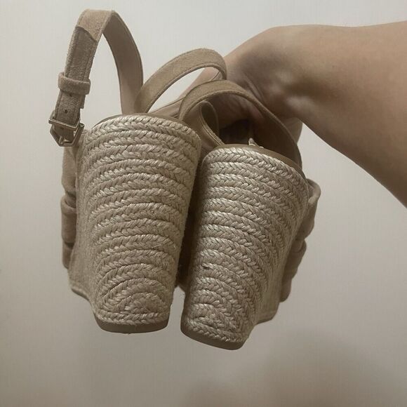 SAM EDELMAN tan Bow leather espadrille slingback wedges size 8 - Picture 7 of 7